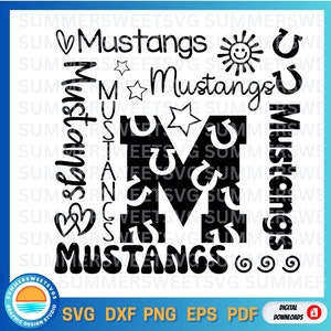 Mustangs Typography svg, Mustangs svg, Mustangs cheer svg, Team Spirit svg, School shirt design, cricut cut file, silhouette, svg,png, dxf