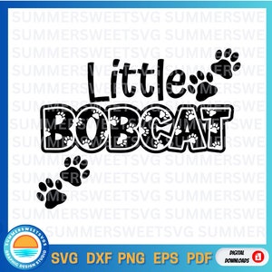 Bobcat SVG, pootafdruk SVG, kleine bobcat, basisschool monogram svg, cricut gesneden bestand, svg, png, dxf, eps, terug naar school, digitaal bestand