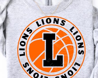 Lions svg, Basketball svg, school spirit png lions varsity letter design for girls boys men kids team spirit shirts digital download