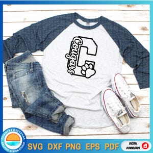 Puma svg, Cheer svg, pegada svg, espírito de equipe svg, design de volta às aulas, arquivo de corte Cricut, eps svg, png, dxf, silhueta, download instantâneo