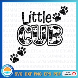 Cub SVG, pootafdruk SVG, Little Cub, basisschool monogram svg, terug naar school, cricut gesneden bestand, EPS, svg, png, dxf, download