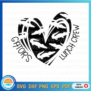 Gators Cafeteria Crew SVG, Lunch crew svg, lunchroom, cafeteria, lunch lady, horse shoe, heart svg, school dxf, svg, png, instant download