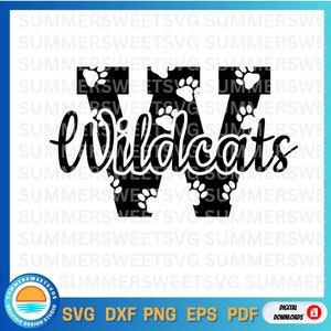 Wildcat SVG, paw print SVG, Cheerleader, Cheer mom, Letter monogram, cut file for cricut or silhouette, svg, png, dxf, download, sublimation