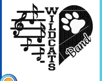 Wildcats SVG, marching band svg, band svg, high school band cut file, team spirit svg, t shirt design png, cricut cut file, svg png dxf eps
