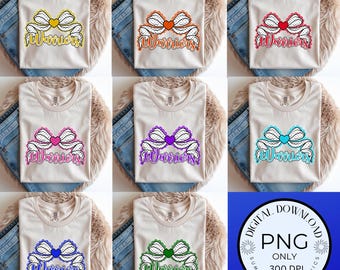 Warriors Cheer Bow PNG Bundle, Set of 8 Sublimation PNG file, Digital Download