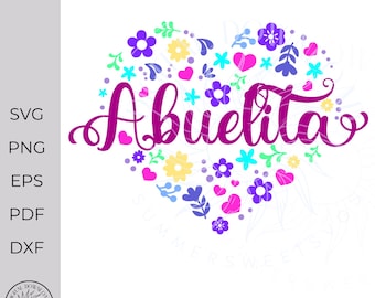 Abuelita svg, Abuela svg, spanish svg, espanol svg, mothers day svg, dia de madre svg, png, dxf, eps circut cut files , digital cut files