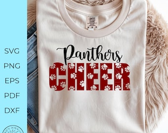 Panthers Cheer SVG, Cheerleader svg, Paw print cut file, cricut cut files, silhouette, cutter file, monogram, sublimation file, digital file
