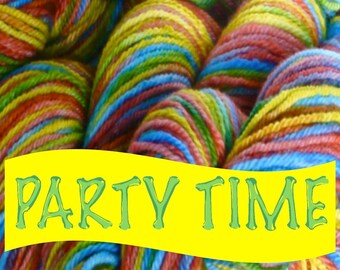 PARTY TIME!-100% American Alpaca Yarn, DK wt., 3-ply, Approx. 190 yds., 3.6 oz., Orange/Yellow/Blue