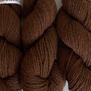 100% Alpaca Yarn, Natural Dark Brown, DK wt., 3-ply, 190 yds., Approx. 3.6 oz.