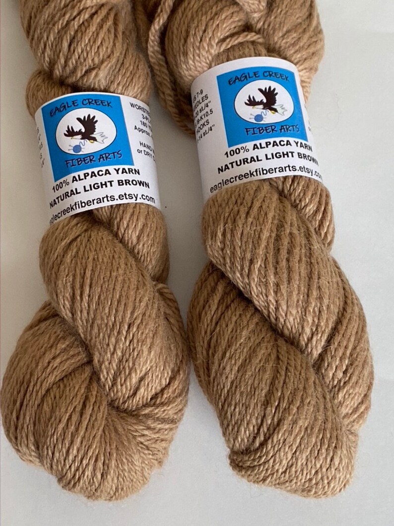 100 American Alpaca Yarn Natural Light Brown Fiber Worsted Etsy