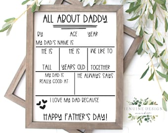 All About Daddy Questionnaire | Father's Day Gift (Digital Download)