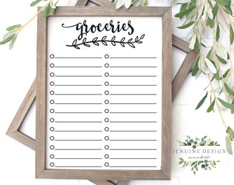 Druckbare Einkaufsliste | Einkaufscheckliste | Supermarkt Liste