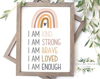 Kids Affirmations Sign | Printable Rainbow Wall Art (Digital Download)