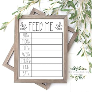 Weekly Menu SVG | Printable Meal Planner | &quot;Feed Me&quot; Menu Board