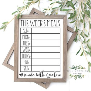 Les repas de cette semaine préparés avec amour | Menu hebdomadaire imprimable | Tableau de menu | Tableau de planification des repas