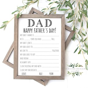 Father's Day Printable Questionnaire | Father's Day Digital Download | All About Dad Printable Gift