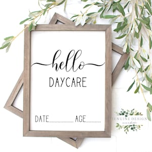 Hello Daycare Printable | Printable Daycare Sign | First Day of Daycare Sign