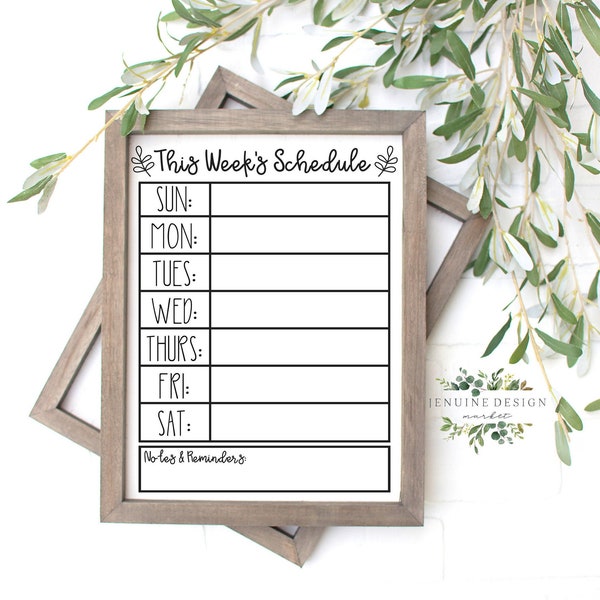 This Week's Schedule SVG | Weekly Planner Printable | Command Center Printable