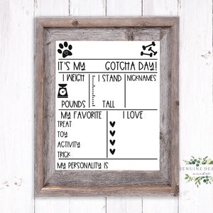 Dog &quot;Gotcha Day&quot; Anniversary Board | Gotcha Day SVG | Dog Adoption Printable | Rescue SVG