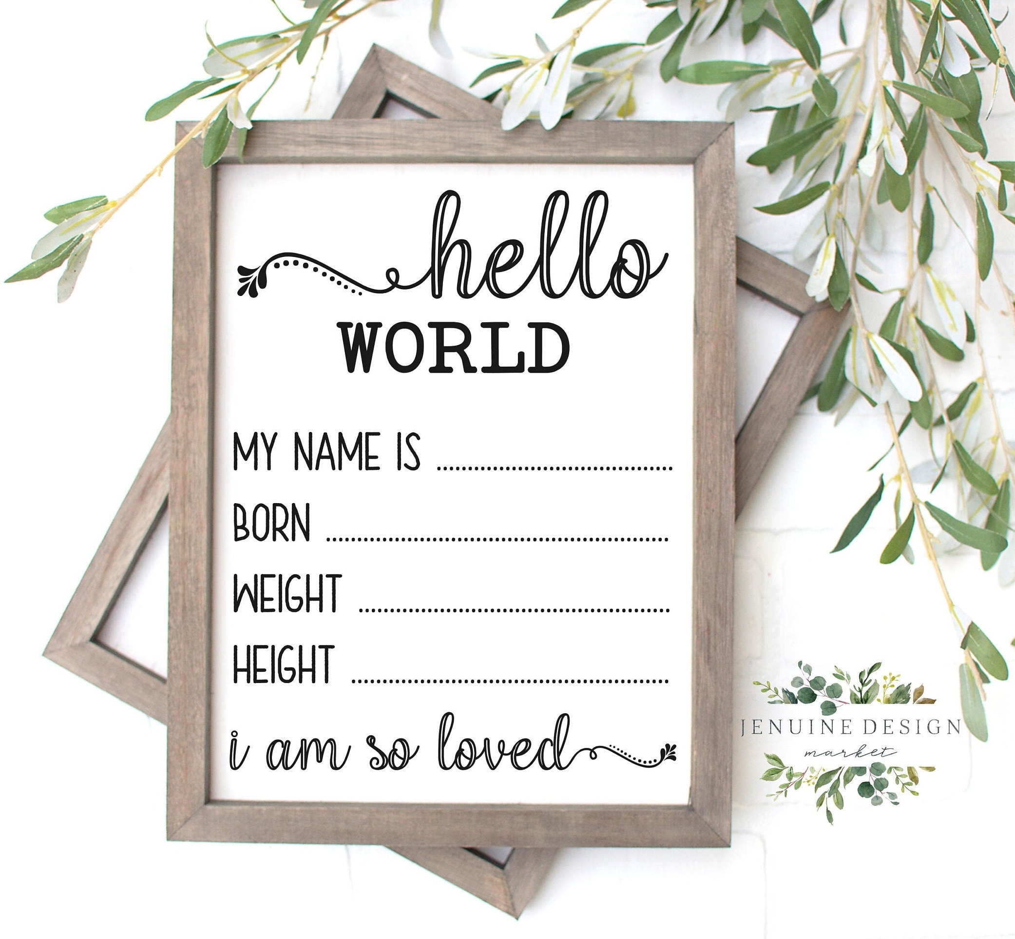 Newborn Birth Announcement | Baby Birth Sign | Hello World Baby Birth ...