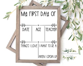 First Day of School Printable | Back To School Sign | 8x10 Back To School Board