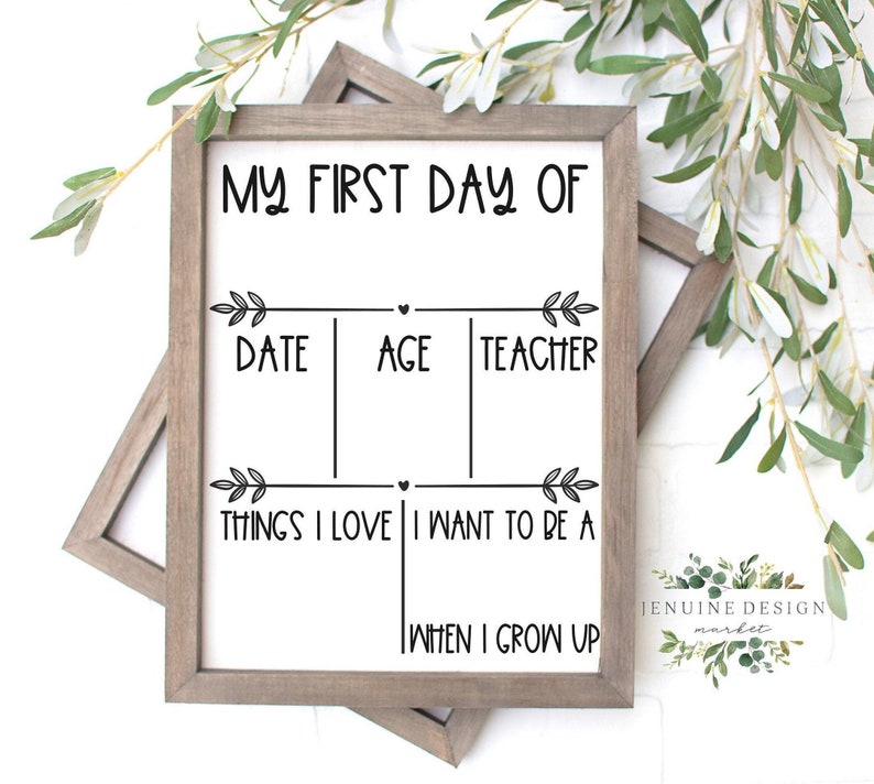 First Day of School Printable | Back To School Sign | 8x10 Back To School Board 