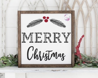 Buffalo Plaid Merry Christmas SVG | Buffalo Check Christmas Printable