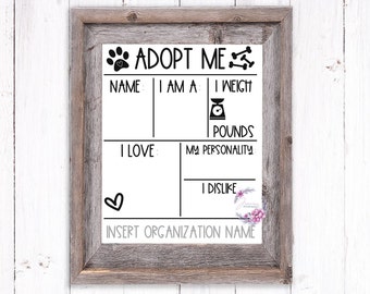 Dog Adoption Sign | Pet Rescue Sign | "Adopt Me" Board