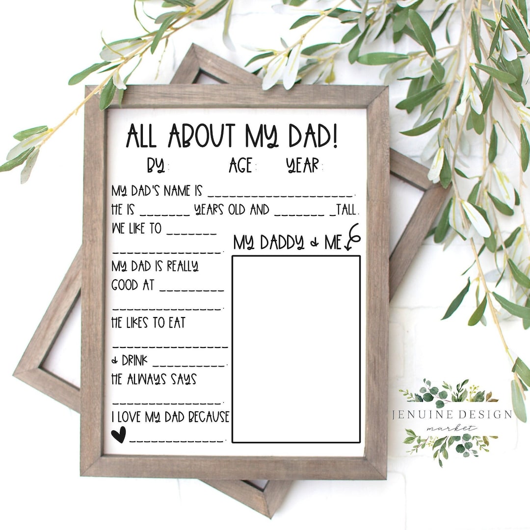 All About My Dad Questionnaire | Father's Day Printable | Father's Day ...