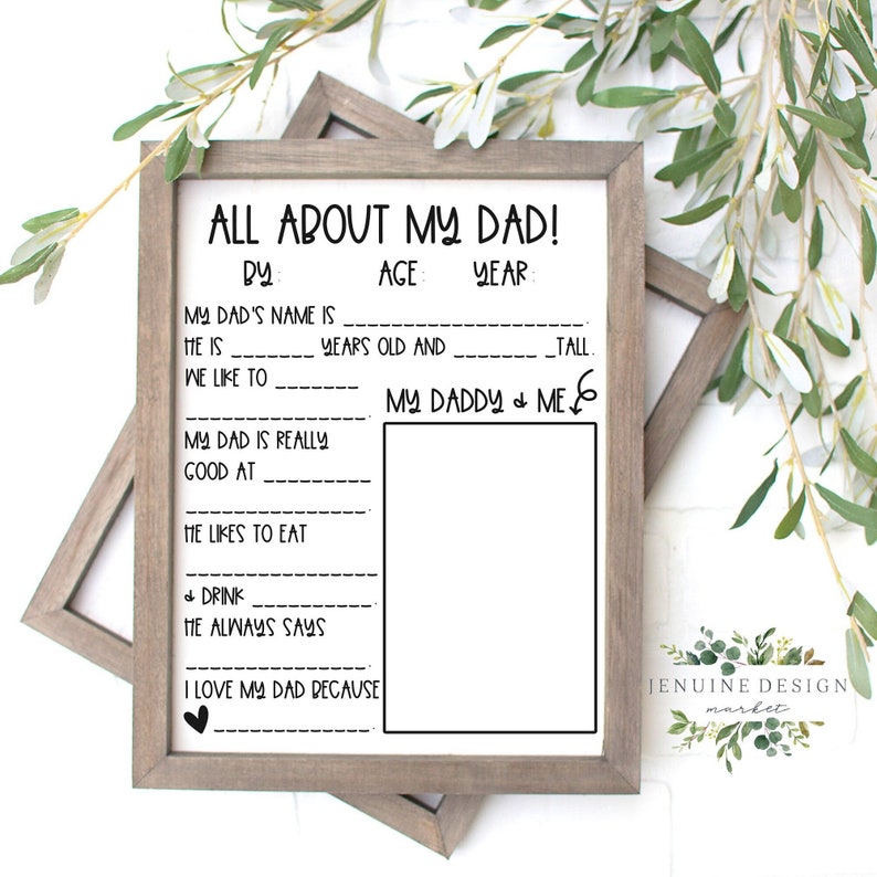 All About My Dad Questionnaire Father's Day Printable | Etsy