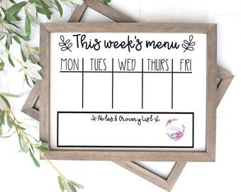 Menu Board SVG | Weekly Menu Printable | Meal Planning Digital Download