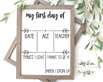 Back to School Printable Sign | First Day Of School Printable | 8x10 Back To School Board