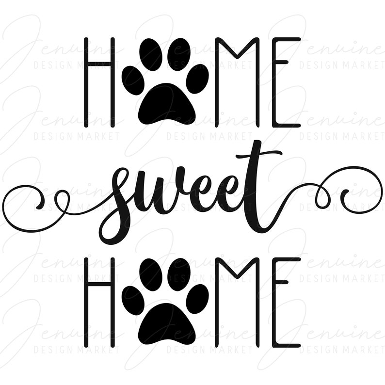 Download Home Sweet Home Paw Print SVG Dog SVG Cat SVG Printable | Etsy