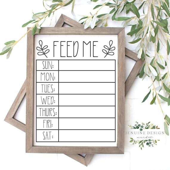 Weekly Menu SVG | Printable Meal Planner | "Feed Me" Menu Board