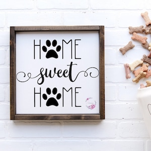 Hogar dulce hogar Huella de pata SVG / Perro SVG / Gato SVG / Letrero imprimible para el amante de las mascotas
