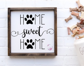 Hogar dulce hogar Huella de pata SVG / Perro SVG / Gato SVG / Letrero imprimible para el amante de las mascotas