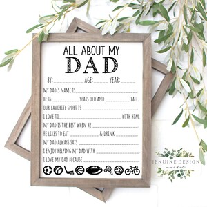 All About My Dad - Sports Theme Questionnaire | Father&#39;s Day Gift From Kids | All About Daddy Questions