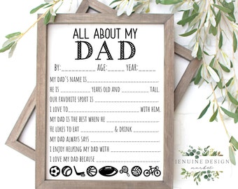 All About My Dad Questionnaire – Sports Theme Father's Day Gift (PDF & JPEG)