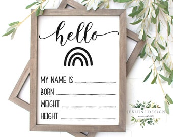 Rainbow Birth Announcement Sign | Printable Birth Sign | Newborn Announcement | Birth Stats SVG