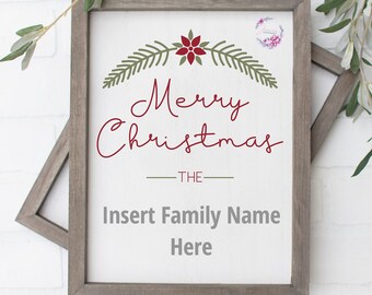 DIY Personalized Christmas SVG | Customizable Christmas Sign | Family Last Name Cut File