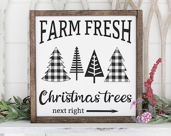 Farm Fresh Christmas Trees SVG | Christmas Tree Printable | Buffalo Plaid Christmas SVG