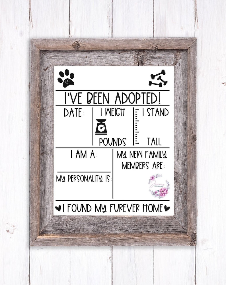 Printable Dog Adoption Sign | Dog Adoption Board | Printable Rescue ...
