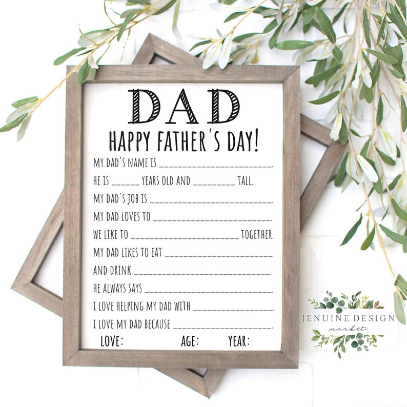 Father's Day Printable Questionnaire Father's Day - Etsy