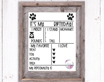 Tablero de cumpleaños para mascotas / Letrero de hito para mascotas / Accesorio para fotos de animales