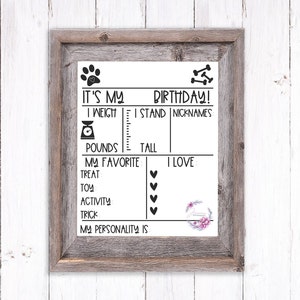Conseil d&#39;anniversaire chien SVG | Plaque d&#39;anniversaire imprimable pour animal de compagnie | Plaque anniversaire chien