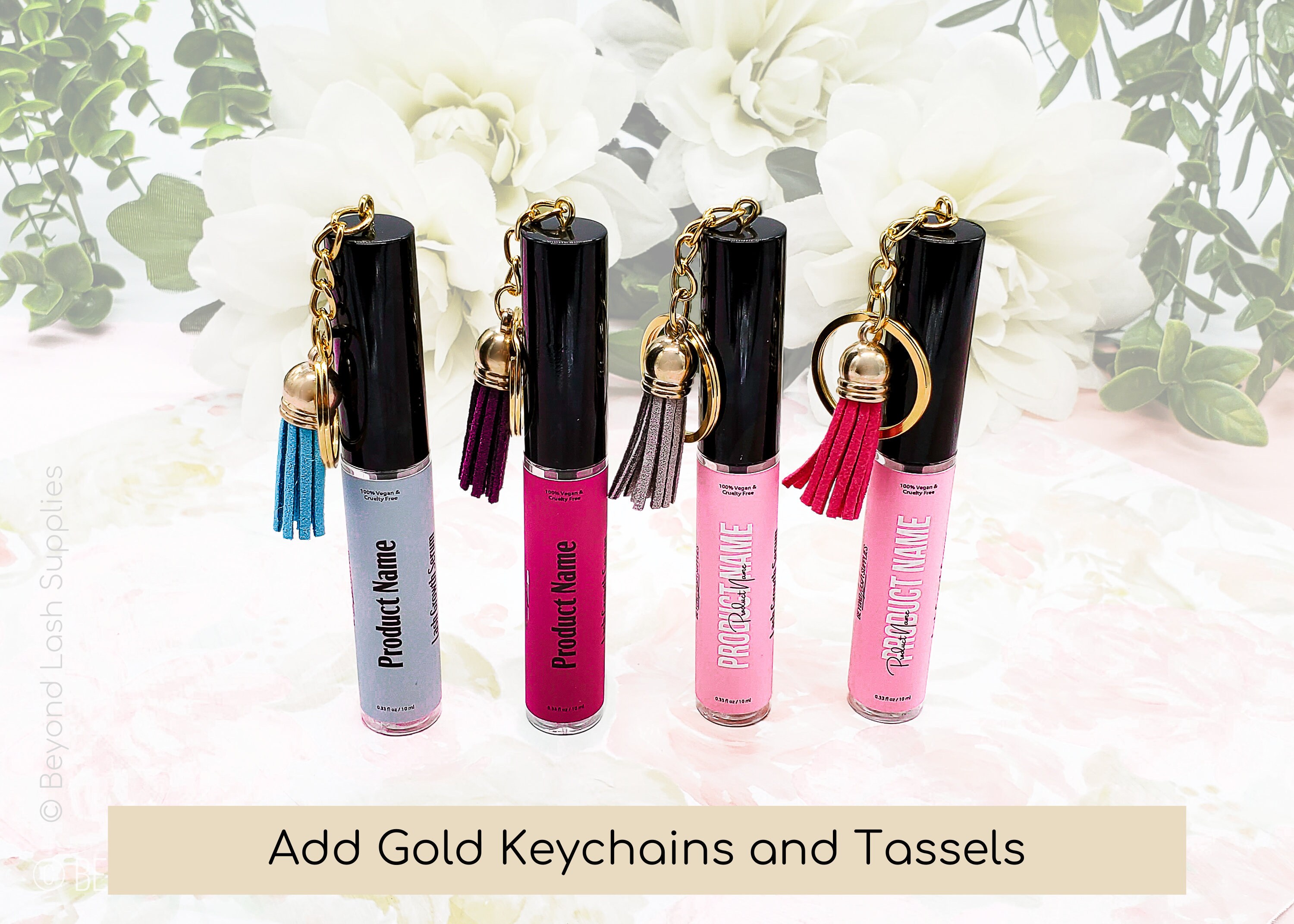 Mascara Tubes & Keychains and Tassels in Gold Add Logo with Etsy
