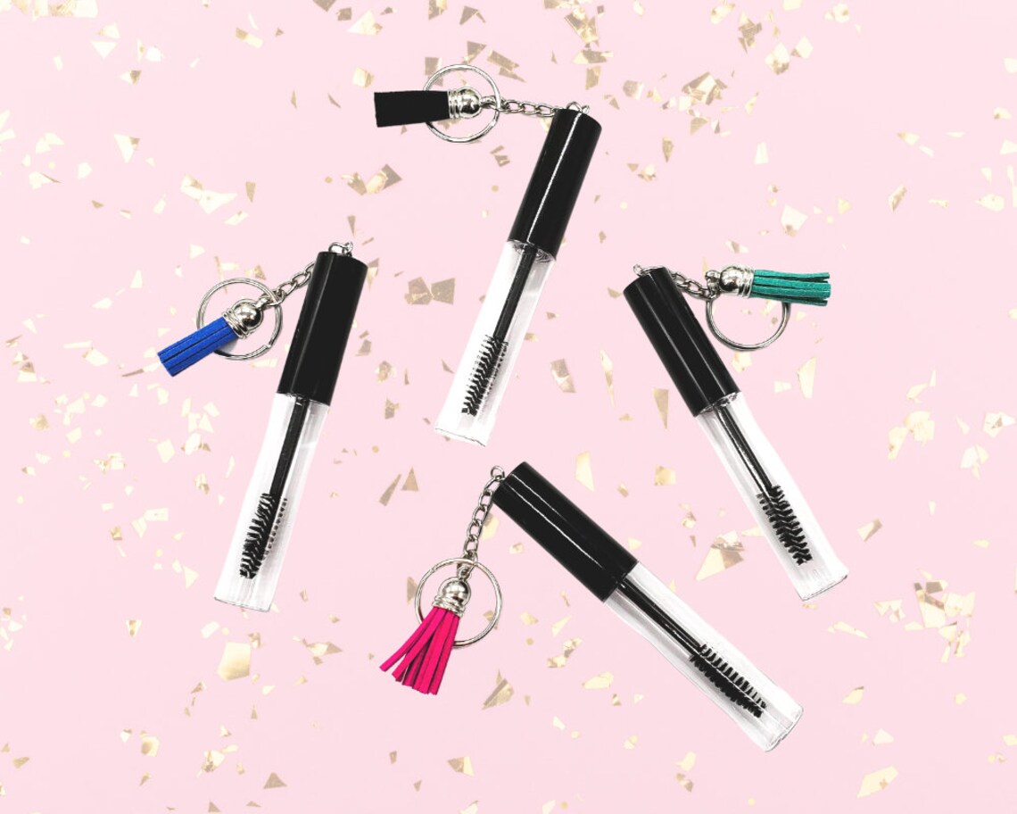 Mascara Tubes with Silver Keychains and Tassels. Lash Etsy