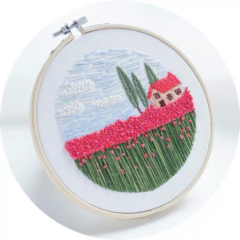 Embroidery kit beginner starter floral beginner hand  etsy