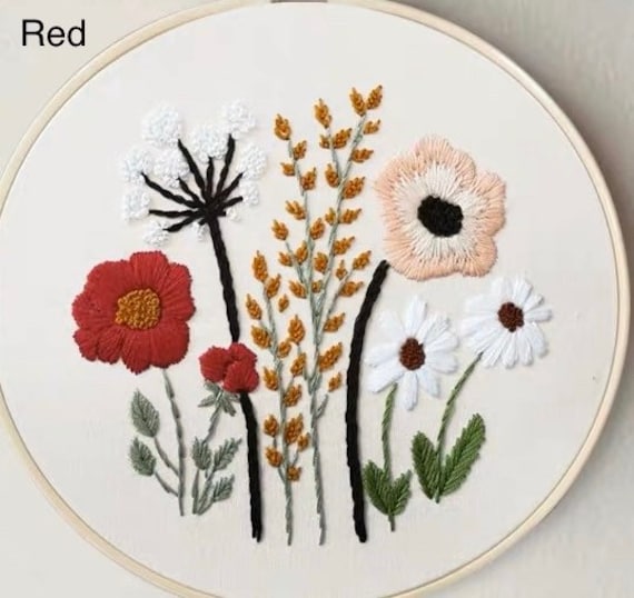 Color Threads Needle Kit Embroidery Hoop MWOOT Embroidery Starter Kit with Little Chrysanthemum Pattern,Cross Stitch Kit Including Embroidery Cloth