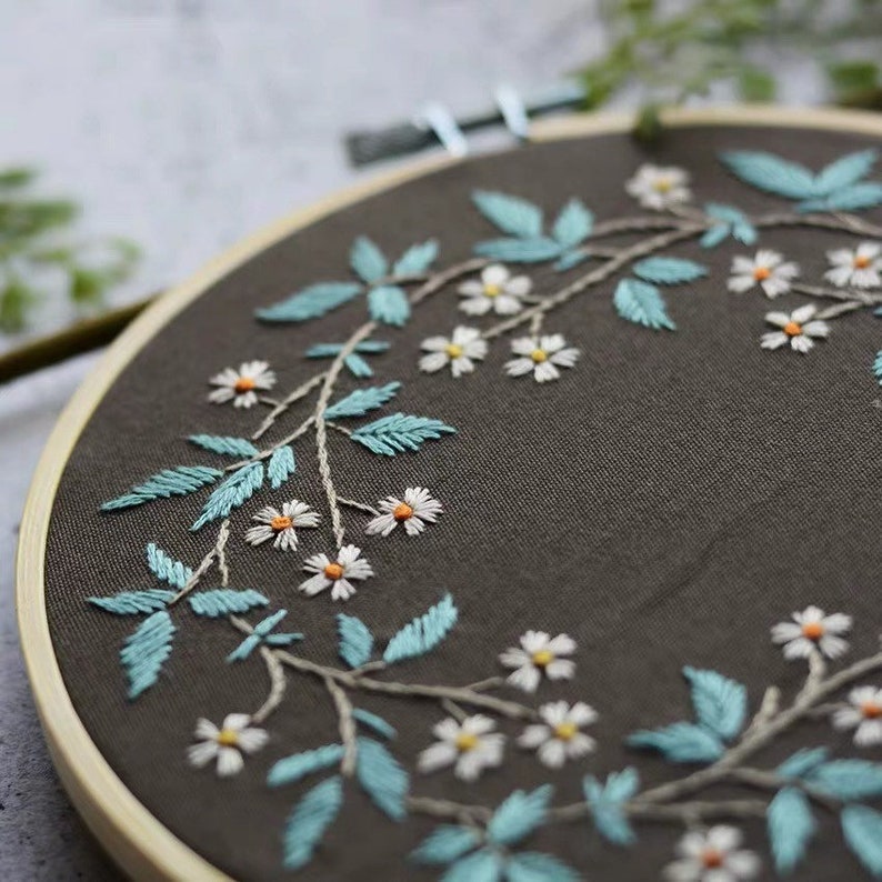 Embroidery Kit Beginner Starter Floral Beginner Hand Etsy